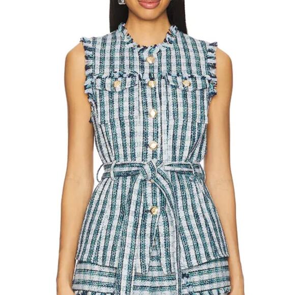 NWT$365 Cinq a Sept Matilda Tweed Reenee Vest Blazer in Navy Multi Sz XS - Picture 5 of 16